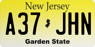 NJ license plate A37JHN
