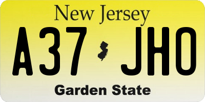 NJ license plate A37JHO