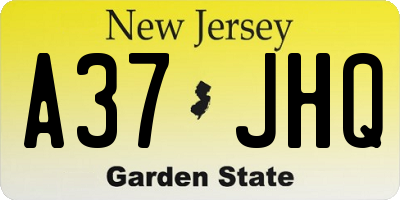 NJ license plate A37JHQ