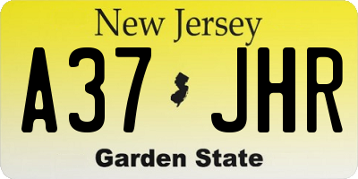 NJ license plate A37JHR