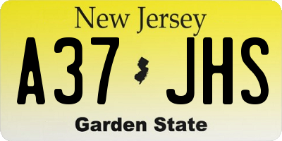 NJ license plate A37JHS