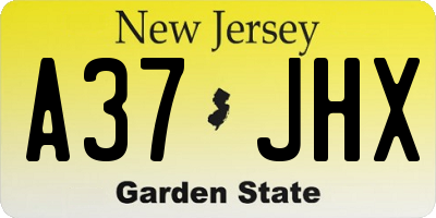 NJ license plate A37JHX
