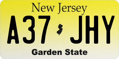 NJ license plate A37JHY