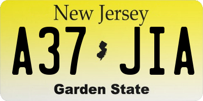 NJ license plate A37JIA