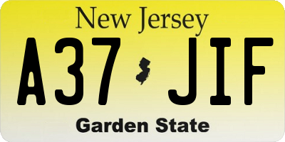 NJ license plate A37JIF
