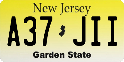 NJ license plate A37JII
