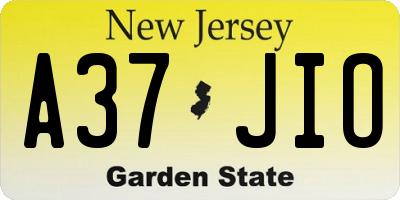 NJ license plate A37JIO