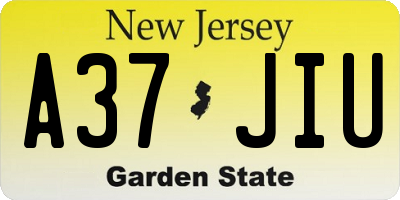 NJ license plate A37JIU