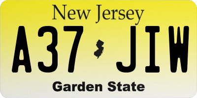NJ license plate A37JIW