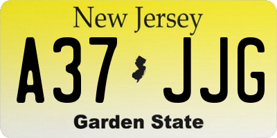 NJ license plate A37JJG