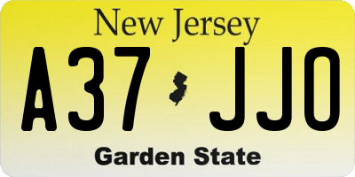 NJ license plate A37JJO