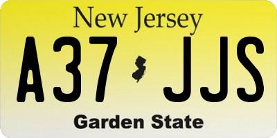 NJ license plate A37JJS