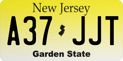 NJ license plate A37JJT