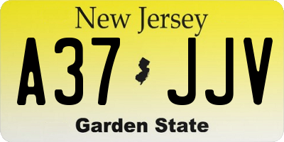 NJ license plate A37JJV