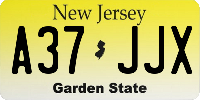 NJ license plate A37JJX