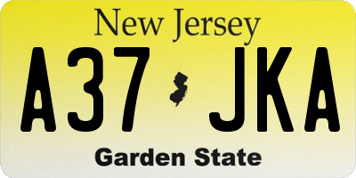 NJ license plate A37JKA