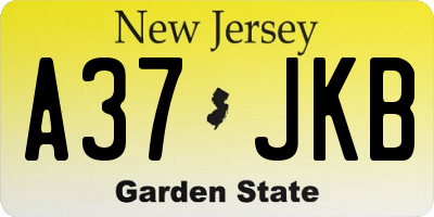 NJ license plate A37JKB