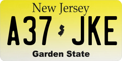NJ license plate A37JKE