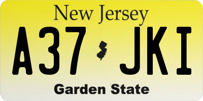 NJ license plate A37JKI