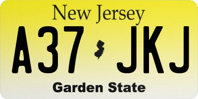 NJ license plate A37JKJ