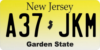 NJ license plate A37JKM