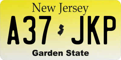 NJ license plate A37JKP