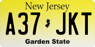 NJ license plate A37JKT