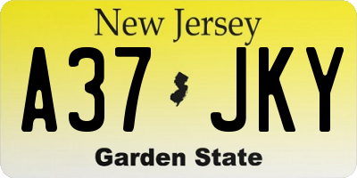 NJ license plate A37JKY