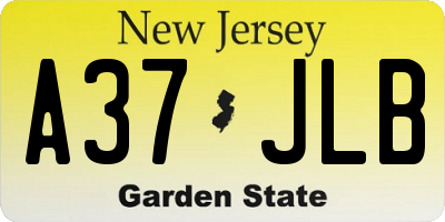 NJ license plate A37JLB