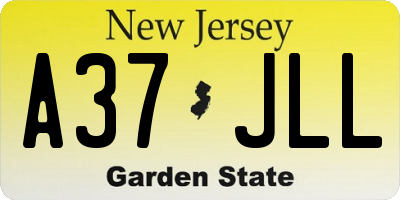 NJ license plate A37JLL