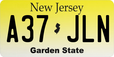 NJ license plate A37JLN