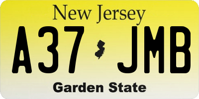 NJ license plate A37JMB