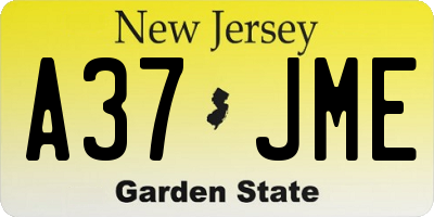 NJ license plate A37JME