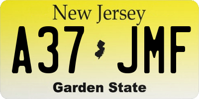 NJ license plate A37JMF