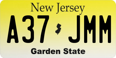 NJ license plate A37JMM