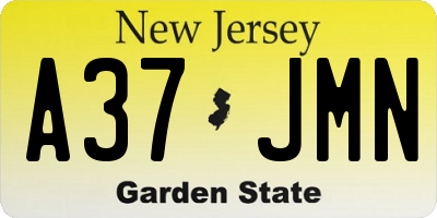 NJ license plate A37JMN