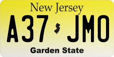 NJ license plate A37JMO