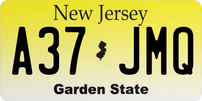 NJ license plate A37JMQ