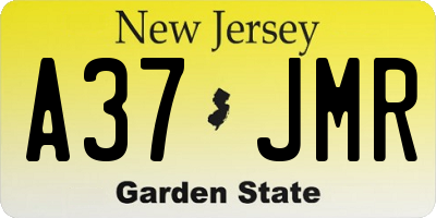 NJ license plate A37JMR