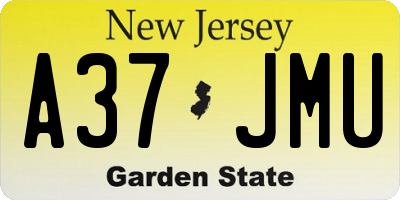 NJ license plate A37JMU