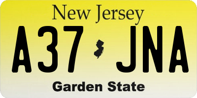 NJ license plate A37JNA