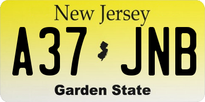 NJ license plate A37JNB