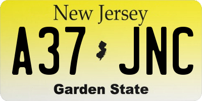 NJ license plate A37JNC