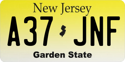 NJ license plate A37JNF