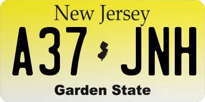 NJ license plate A37JNH