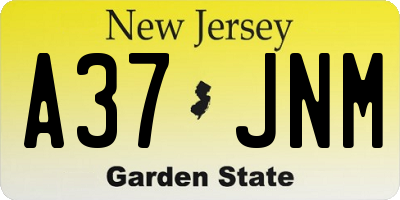 NJ license plate A37JNM