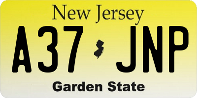 NJ license plate A37JNP