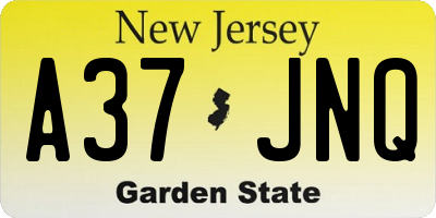 NJ license plate A37JNQ