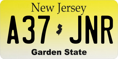 NJ license plate A37JNR