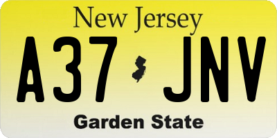 NJ license plate A37JNV